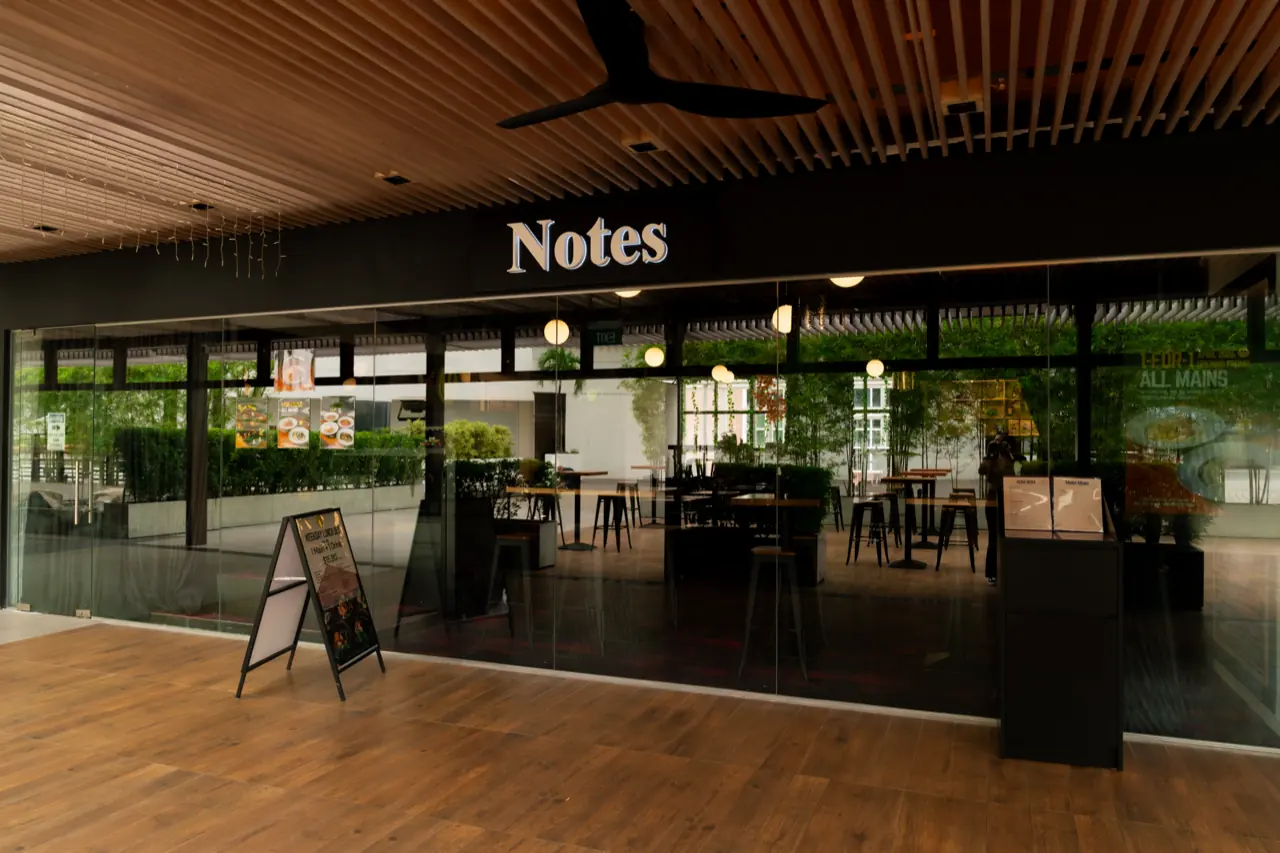 Notes cafe storefront at Millenia Walk